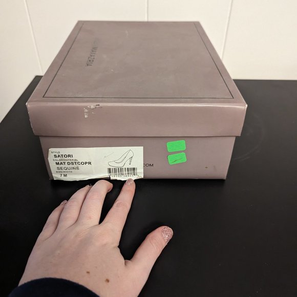 BCBG MaxAzria Satori Bronze Metallic Sequin Platform Pumps - Picture 8 of 11